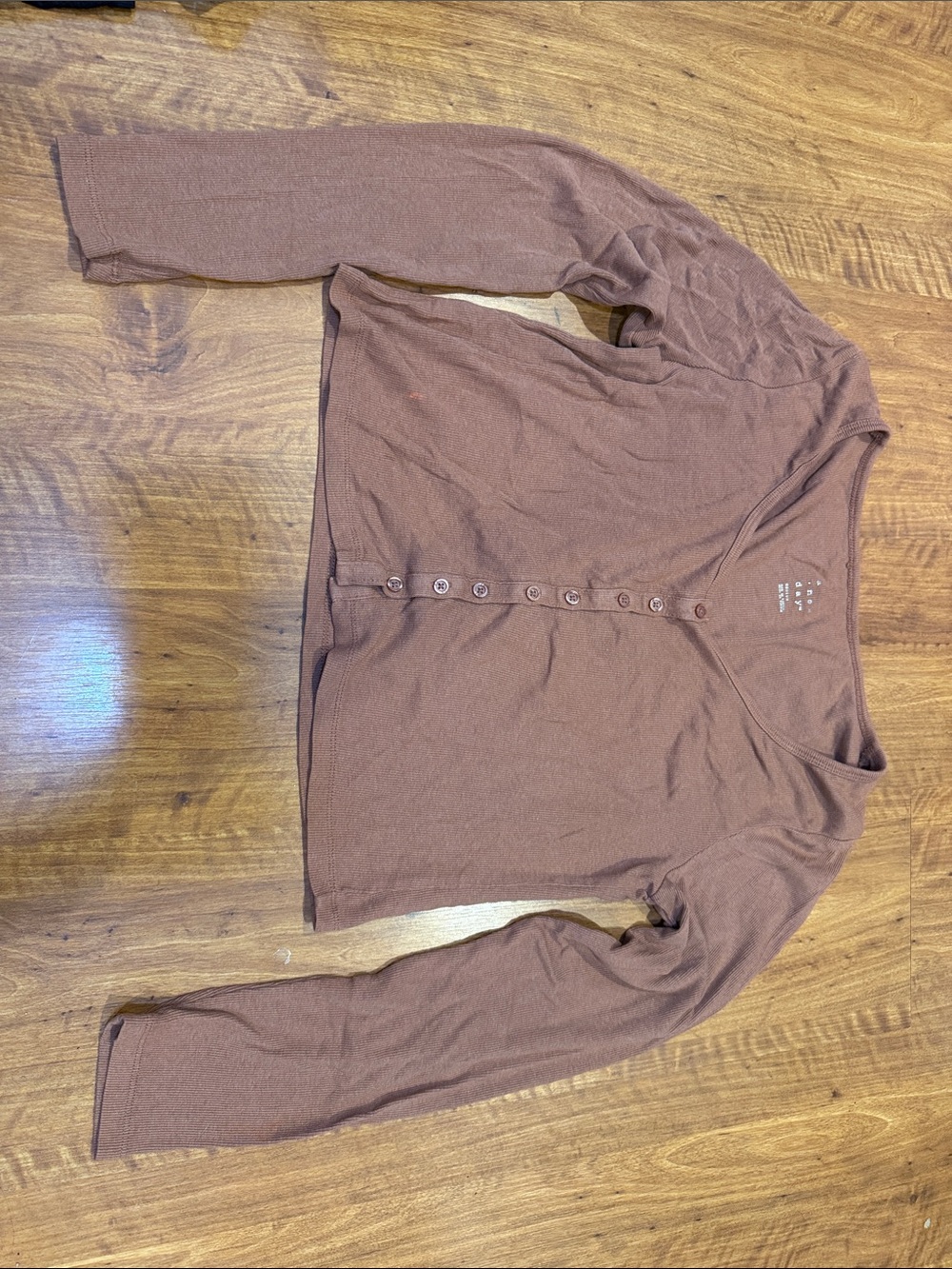 Classic Women’s Button-Front Long Sleeve Sleep Top - Brown